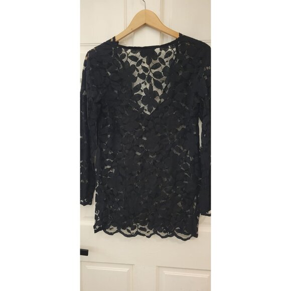 J. Valdi black lace swimsuit coverup eyelet New See through - Picture 10 of 16
